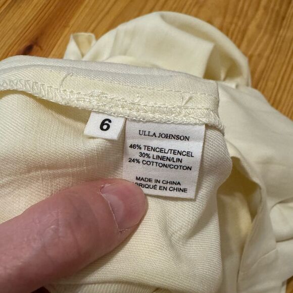 ULLA JOHNSON Iggy Wide Leg Jumpsuit Lemon/Yellow Cream Women’s SIZE 6 - Picture 8 of 11